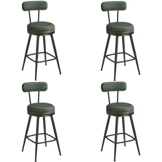 VASAGLE 360° drehbarer Barhocker 65 cm hoch Kunstleder waldgrün