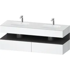 Duravit Qatego Einbauwaschtisch mit Konsolenwaschtischunterbau, 1600x550x600mm, Nische Graphit Matt, Doppelwaschtisch, QA4797049, Farbe: Weiß Matt/mit Nischenbeleuchtung