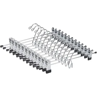 Amber Home 12 Stück robuste Metall-Hosen-Rock-Kleiderbügel, stapelbar, zusätzliche Metall-Kleiderbügel mit 2 verstellbaren Clips, kaskadierende Clip-Kleiderbügel, Slacks (normaler Clip, 12)
