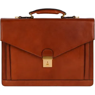 Time Resistance Aktentasche für Herren, 100% Leder – handgefertigt in Italien – Arbeitstasche – Laptoptasche – Businesstasche – stylische Umhängetasche (Cognac Braun)