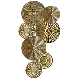 Runden Wanddekoration aus Metall, Minimalistische Metall Hängedeko, Goldener runder Dekoteller, Minimalistische Wanddekoration Kunst, Wanddeko Metall Einzeilig Deko (B)