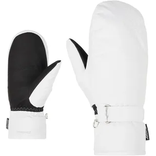 Fäustlinge ZIENER "KISARI-Z AQUASHIELD DAMEN", Damen, Gr. 8,5, weiß, Kunstfaser, Handschuhe Fäustlinge, wasserdicht, winddicht, atmungsaktiv, warmes Fleece-Futter