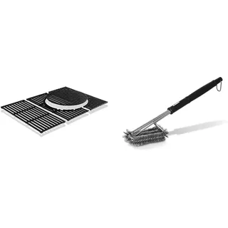 Enders® SWITCH GRID Rost-in-Rost System, Gusseisen & PREMIUM GRILLBÜRSTE MIT EDELSTAHLBORSTEN 8814 Kunststoffgriff, Reinigung Stahlroste Gussroste Edelstahlroste, Grill-Zubehör, Gasgrill BBQ, schwarz