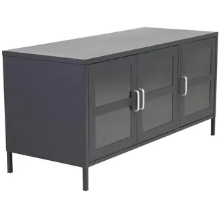 Livetastic Lowboard , Schwarz , Metall, Glas , 2 Fächer , 120x58x48 cm , Wohnzimmer, TV Möbel, Lowboards