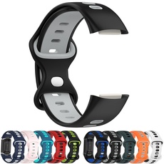 AWADUO Kompatibel mit Fitbit Charge 6/Charge 5 Ersatzband, Ersatz Silikon Armband Armband, weich und langlebig (schwarz+grau)