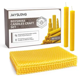 Bolosa 10 Stück Bienenwachsplatten, Wachsplatten für Kerzen, Wachsplatten, Bienenwachskerzen, Wachsplatten für Kerzen, Geeignet für Handwerkliche Geschenke, Eltern Kind Bastelaktion, (13,2 x 9cm)