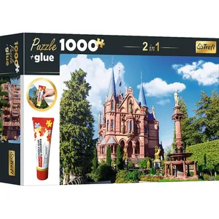 TREFL 2in1 Puzzleset Schloss Drachenburg im Siebengebirge, Deutschland 1000 Teile mit Kleber