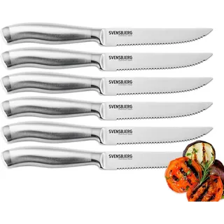 Svensbjerg Steakmesser-Set, Wellenschliff, Edelstahl Steakmesser, Pizzamesser, Grillmesser, 6-teilig | SB-SK101