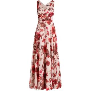 Abendkleid VERA MONT "Abendkleid mit Plissee", Damen, Gr. 38, EURO, weiß (cream, rot), Obermaterial: 100% Polyester PES., Kleider Abendkleid