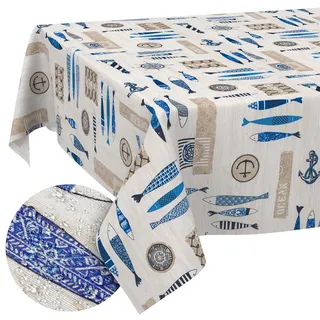 ANRO Stoff Tischdecke 100 x 140 cm Maritim