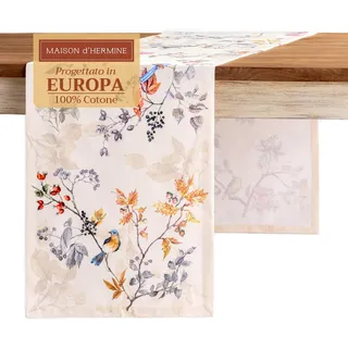 Maison d'Hermine Tischläufer 100 % Baumwolle 150 cm lang für Weihnachtsdekorationen Zuhause Küche Esszimmer Party Hochzeit Brautparty (Equinoxe - Beige, 50 cm x 150 cm)
