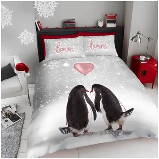 GC GAVENO CAVAILIA Superweicher Pinguin-Bettbezug, Weihnachts-Bettwäsche-Set mit passendem Kissenbezug, Mehrfarbig