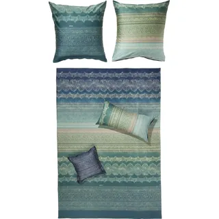 Bassetti Baumwollsatin-Bettwäsche-Garnitur BRUNELLESCHI Farbe GRÜN V4 Größe 200x200+2x80x80 - Schwarz