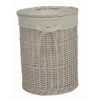 Landscape Wäschekorb , Beige , Holz, Textil , Weide , massiv , 30 l , rund , 54 cm , Innenfutter, handgemacht , Haushalt & Kleinelektro, Wäschepflege, Wäschekörbe & Wäschetonnen