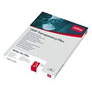 NOBO 33638235 Folie für OHP Schreibfolie, für A4, Stärke: 120 My, Packung, für Direktbeschriftung mit allen Markern, 100 Stück