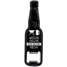 GRUSS & CO Flaschenöffner Motiv "Grillen, chillen, Bierchen killen" | lustige Flaschenöffner mit Magnet | Männergeschenk, Partygeschenk | 48593