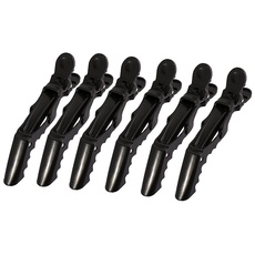6pc Individual Hair Croc Clips Women's Polo Forks Plastic Clip - 5 Colors black