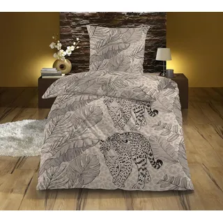 KiNZLER Bettwäsche "Mikrofaser Fleece" 2 tlg. besonders weich, verschiedene Designs, leopard dschungel