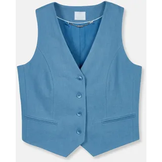 Kurzweste MADELEINE "Weste Kurze Leinenweste", Damen, Gr. 44, blau (hellkobaltblau), Obermaterial: 100% Leinen LI., Modern, Westen Kurzweste