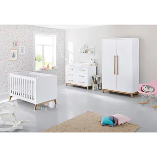 Pinolino Babyzimmer , Weiß, Eschefarben , Holzwerkstoff , 4 Fächer , 6 Schubladen , in verschiedenen Größen erhältlich,zum Juniorbett umbaubar, höhenverstellbar, Sprossen mit Normabstand, Aufbauanleitung im Karton, Lattenrost inklusive, Schlupfsprossen , Babymöbel & Kindermöbel, Babyzimmer, Babyzimmer-Serien