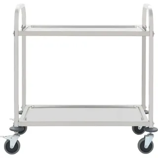 vidaXL 2-Stufiger Servierwagen 96,5 x 55 x 90 cm Edelstahl - Silber