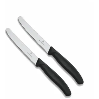 Victorinox | 2 Stück Tafelmesser Swiss Classic | Schwarz | Tomatenmesser mit Wellenschliff | rostfrei | Swiss Made