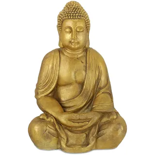 Relaxdays Buddha Figur 70 cm Gold