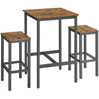 Mid.you Bar Set , Braun, Schwarz , Metall, Holzwerkstoff , 3-teilig , 60x90x60 cm , Esszimmer, Barmöbel, Barschränke & Theken