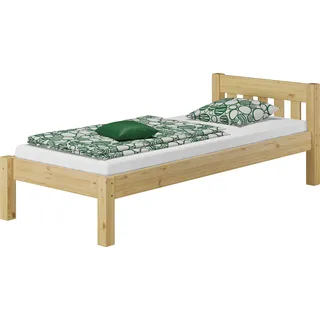 Einzelbett Massivholz Kiefer natur 90x200 Futon Bettrahmen Singlebett Zubehör wählbar V-60.38-09ohne Zubehör - Naturbelassen