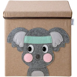 LIFENEY Aufbewahrungsbox mit Deckel und Koala I Spielzeugbox mit Tiermotiv passend für Würfelregale I Ordnungsbox für das Kinderzimmer I Aufbewahrungskorb Kinder