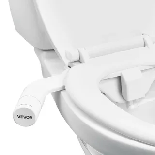 Vevor Bidetaufsatz für Toilette, nicht elektrischer Bidet-WC-Aufsatz mit ausziehbarer Doppeldüse & einstellbarem Kaltwasserdruck Einlass aus Edelstal ideal für die Gesäß- und Intimwäsche, weiß