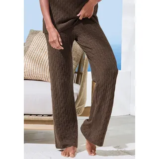 Strickhose FRENCH CONNECTION, Damen, Gr. 32/34, N-Gr, braun, Strick, Obermaterial: 33% Nylon, 32% Polyacryl, 30% Baumwolle, 5% Elasthan, Zopfmuster, bequem lang, Hosen Strickhose, aus hochwertigem Strick, Loungewear
