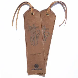 Handgefertigtes Leder Lesezeichen mit Katz Design + Traditionellem Quasten Lesezeichen Echtleder Einzigartige Geschenke Für Frauen, Männer, Kinder & Freunde - 2 Cat Leather Bookmarks