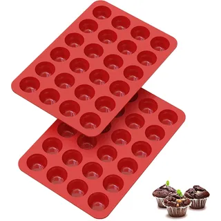 SILIVO Mini Muffinform Silikon für 24er - 2 Stück Mini Muffins Backform, Antihaft Klein Silikon Muffinförmchen, Cupcake Formen