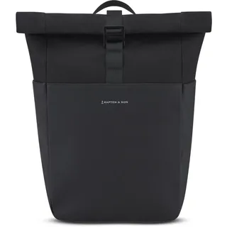 Kapten & Son Rucksack Lund Basic All Black 14-16,5 L | Rolltop Rucksack Damen & Herren | Handgepäck Rucksack mit 14'' Laptopfach | Vegan & Wasserabweisend