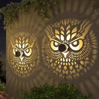 2 Stuks Solar Buitenlampen met Uil Design - Metallisch, Wasserfeste Solar Baulampen - Ideal für Garten, Zaun, Treppen und Terrassen Dekoration
