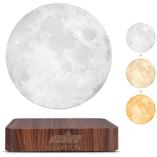 ele ELEOPTION Mondlampe,2023 Upgraded 3D-Schwebender Mond Lampe,3 Farbverlauf Einstellbare LED-Lampe Nachttischlampe Touch Dimmbar Wiederaufladbare Dekorative Lampe Geeignet Zum Verschenken14cm