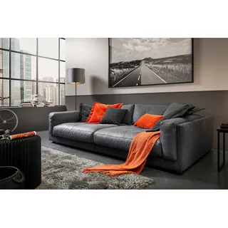 KAWOLA Big Sofa Raina Leder anthrazit - Dunkelgrau