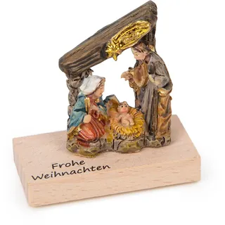 Logbuch-Verlag Mini Weihnachtskrippe auf Holz kleine Krippe als Geschenk Frohe Weihnachten Give-Away 5 x 2,5 x 5 cm