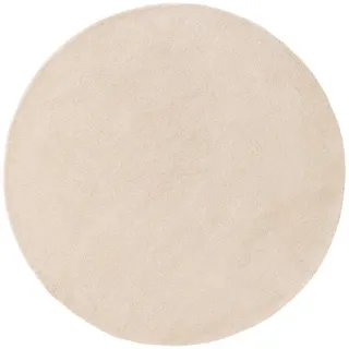 benuta Nest Wollteppich Bent Cream ø 200 cm rund , Creme , Textil , Beton Optik , Rund , 200x200 cm , pflegeleicht , Teppiche und Böden, Teppiche, Schafwollteppiche