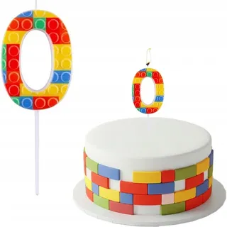 Geburtstagskerze Zahl 0, Bunte Blöcke, 10 cm