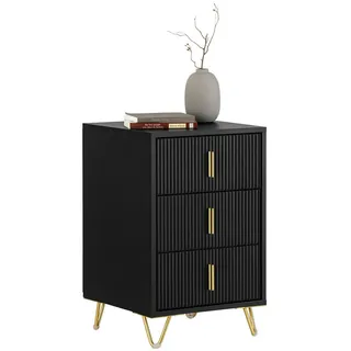 SoBuy Nachttisch mit 3 Schubladen 40 x 63 x 40 cm Schwarz