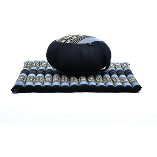 Leewadee Meditationsset - Meditationsset aus Kapok, Kissen und Meditationsmatte Zafu und Zabuton, Blau