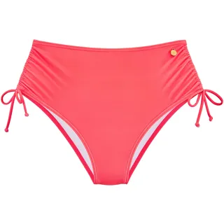Highwaist-Bikini-Hose LASCANA "Ronda", Damen, Gr. 36, N-Gr, rot (koralle), Obermaterial: 82% Polyamid, 18% Elasthan. Futter: 100% Polyester. Miedereinsatz: 82% Polyamid, 18% Elasthan, unifarben, Badehosen Highwaist-Bikini-Hose, Miedereinsatz für festen Sitz, Shaping-Effekt, Topseller
