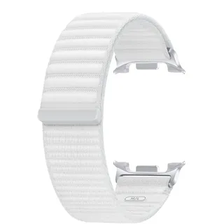 Samsung Fabric Band (M/L) für die Galaxy Watch8 | Watch8 Classic, Uhrenarmband, Original Zubehör, Stoffband, Klettverschluss, Flexible Armbandlänge, White