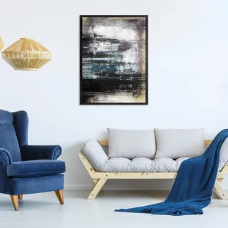 Leinwandbild QUEENCE "Abstrakt Schwarz", schwarz (farbe rahmen: schwarz, farbe bild(er): schwarz), B:40cm H:60cm T:2cm, Canvas, Holzrahmen, Bilder, Leinwandbild, mit einem Schattenfugenrahmen veredelt