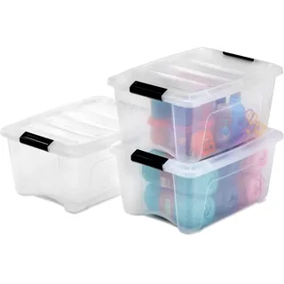 Iris Ohyama Aufbewahrungsbox 15L 3-tlg. transparent