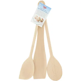 Tala Kochutensilien-Set aus FSC-zertifiziertem Buchenholz – 3-teilig – Pfannenwender, Kochlöffel und Schaber – Hitzebeständig, Schonend für Antihaftpfannen, Nachhaltig