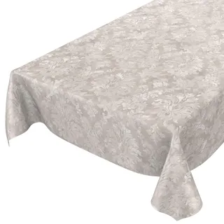 ANRO Wachstuchtischdecke abwaschbar Rund 100 x 140 cm Hellgrau-Beige