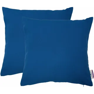 Dekokissen TOM TAILOR HOME "Dove" Gr. 1, blau (royalblau, unifarben), B:38cm L:38cm, Baumwolle, Dekokissen_Sitzkissen_Kissenhüllen, Dekokissen, unifarben, Kissenhüllen ohne Füllung, 2er Pack